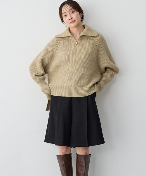 anyfee（エニフィー）の「【anyfee/大きいサイズ】ハーフジップニットプルオーバー（ニット/セーター・レディース・チャコール/ベージュ・LL/3L/4L/5L）」の19枚目の写真