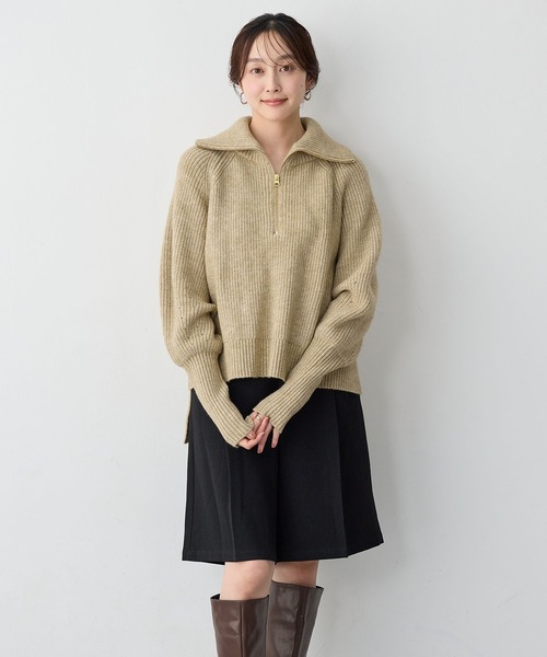 anyfee（エニフィー）の「【anyfee/大きいサイズ】ハーフジップニットプルオーバー（ニット/セーター・レディース・チャコール/ベージュ・LL/3L/4L/5L）」の20枚目の写真