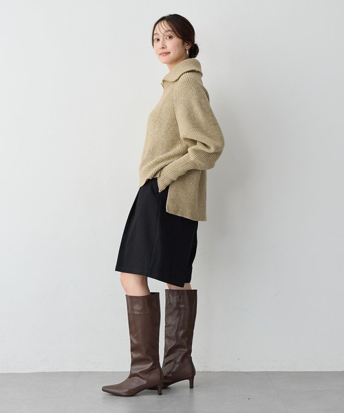 anyfee（エニフィー）の「【anyfee/大きいサイズ】ハーフジップニットプルオーバー（ニット/セーター・レディース・チャコール/ベージュ・LL/3L/4L/5L）」の22枚目の写真