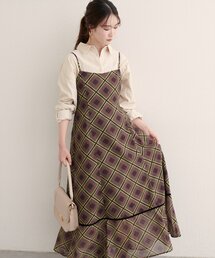 natural couture | ベロア切り替えキャミワンピース(ワンピース)