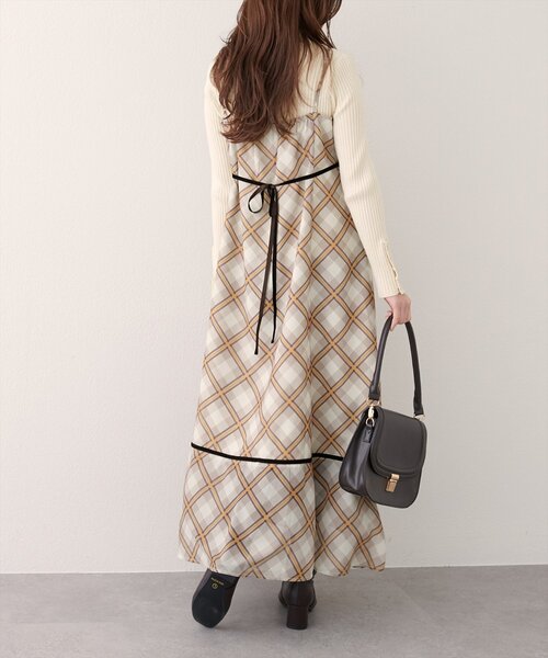 セール】ベロア切り替えキャミワンピース（ワンピース）｜natural