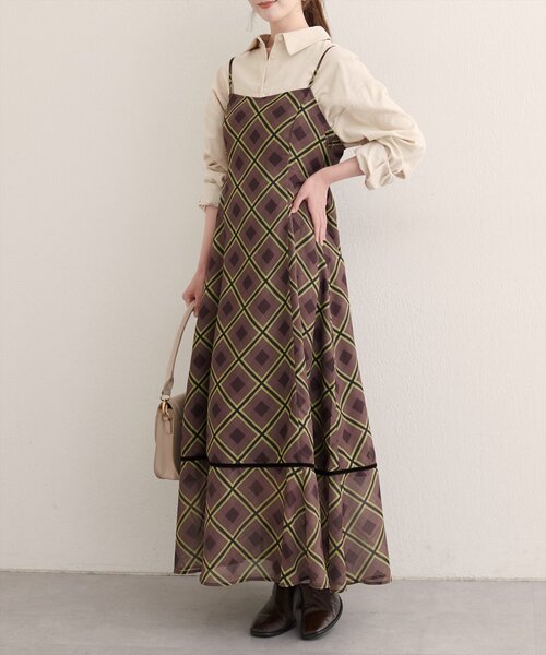 natural couture（ナチュラルクチュール）の「ベロア切り替えキャミワンピース（ワンピース・レディース・ブラウン/ブラウン系その他・FREE）」の12枚目の写真