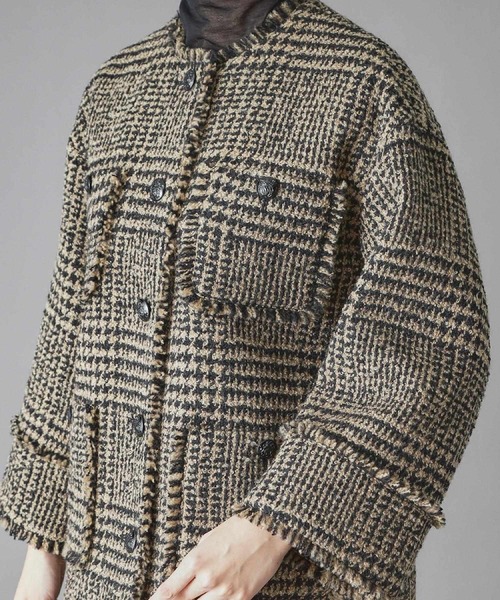 DRESSTERIOR（ドレステリア）の「グレンチェックツイードショートコート（ノーカラージャケット・レディース・キャメル・34/36/38）」の18枚目の写真