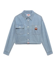 WASHED DENIM CROP SHIRT