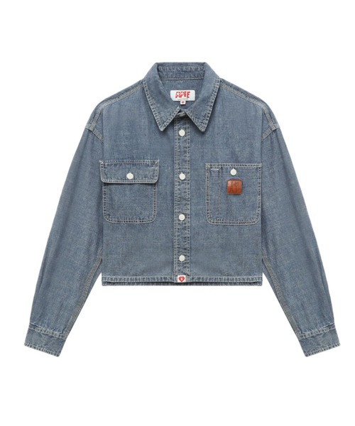 A BATHING APE（アベイシングエイプ）の「WASHED DENIM CROP SHIRT（シャツ/ブラウス・レディース・ライトインディゴブルー/インディゴブルー・FREE）」の2枚目の写真