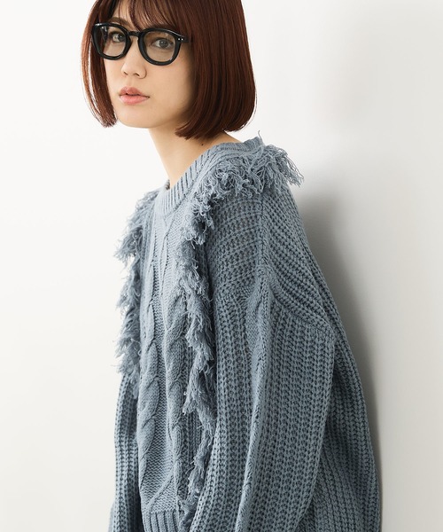 fort point（フォーポイント）の「【C-FORT POINT/フォートポイント】フリンジニットプルオーバー（ニット/セーター・レディース・アイボリー/チャコールグレー/ダークブルー/ダークブラウン・ONE SIZE）」の15枚目の写真