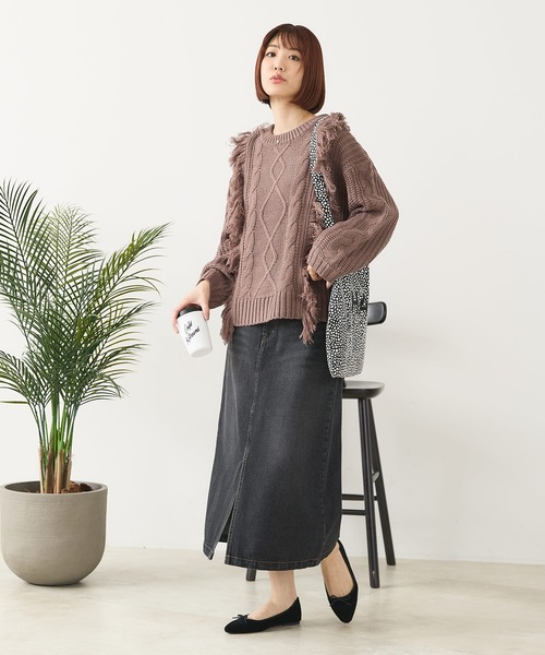 fort point（フォーポイント）の「【C-FORT POINT/フォートポイント】フリンジニットプルオーバー（ニット/セーター・レディース・アイボリー/チャコールグレー/ダークブルー/ダークブラウン・ONE SIZE）」の6枚目の写真