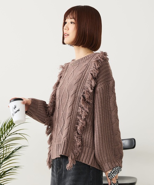 fort point（フォーポイント）の「【C-FORT POINT/フォートポイント】フリンジニットプルオーバー（ニット/セーター・レディース・アイボリー/チャコールグレー/ダークブルー/ダークブラウン・ONE SIZE）」の8枚目の写真