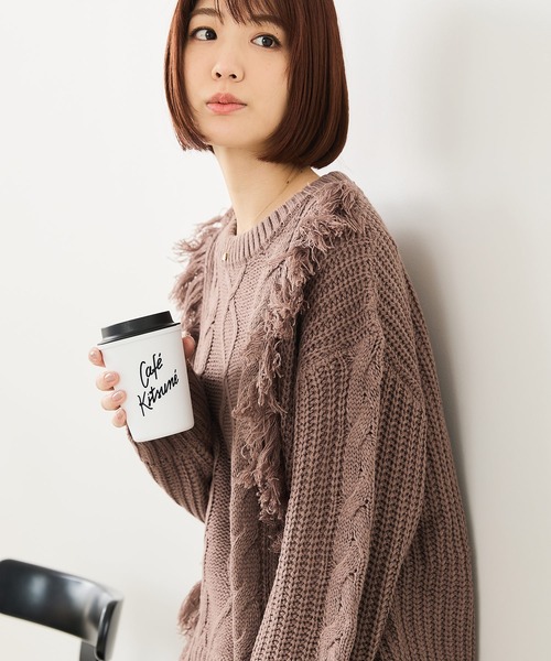 fort point（フォーポイント）の「【C-FORT POINT/フォートポイント】フリンジニットプルオーバー（ニット/セーター・レディース・アイボリー/チャコールグレー/ダークブルー/ダークブラウン・ONE SIZE）」の9枚目の写真