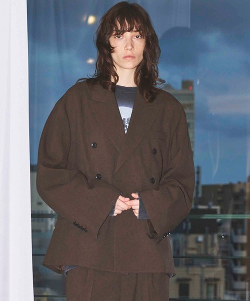 MAISON SPECIAL（メゾンスペシャル）の「《UNISEX》Toro-washer Prime-Ove Double Jacket/トロワッシャープライムオーバーダブルジャケット【MAISON SPECIAL/メゾンスペシャル】■セットアップ対応■（テーラードジャケット・メンズ・ブラック/チャコールグレー/ブラウン/グレイッシュベージュ・0/1/2）」の4枚目の写真