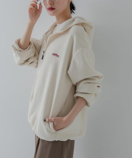 THOUSAND MILE（サウザンドマイル）の「『別注』THOUSAND MILE×URBAN RESEARCH　KNIT FREECE HF-ZIP HOODIE（パーカー・レディース・ブラック/オフホワイト/ボルドー・MEDIUM/LARGE）」の6枚目の写真