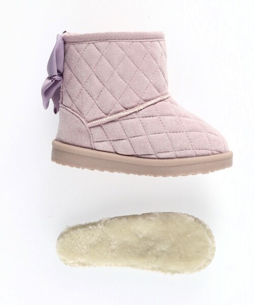 BRANSHES（ブランシェス）の「キルトリボンブーツ（ブーツ・キッズ・ラベンダー/アイボリー・18.0cm/19.0cm/17.0cm/16.0cm/15.0cm）」の7枚目の写真