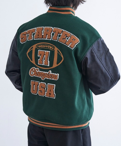 バートン　starterコラボスタジャン セール】【STARTER】フェイクメルトン袖PU中綿スタジャン ST-ST223