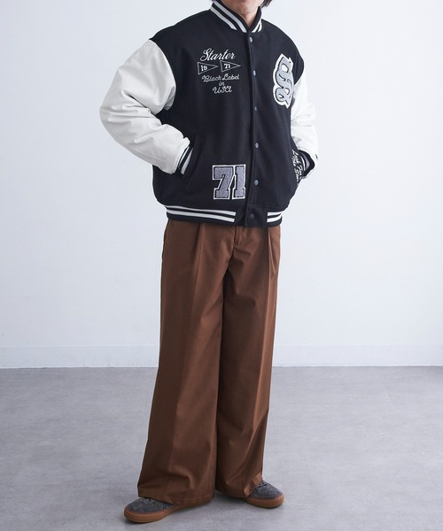 セール】【STARTER】フェイクメルトン袖PU中綿スタジャン ST-ST223