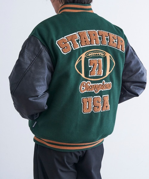 ビンテージ★スタジャン セール】【STARTER】フェイクメルトン袖PU中綿スタジャン ST-ST223