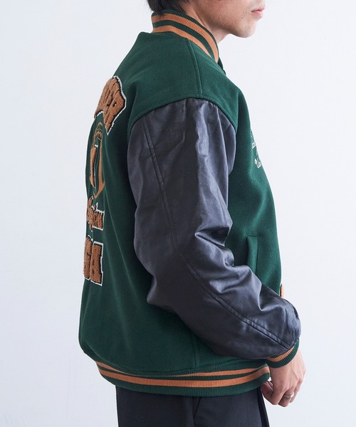 セール】【STARTER】フェイクメルトン袖PU中綿スタジャン ST-ST223