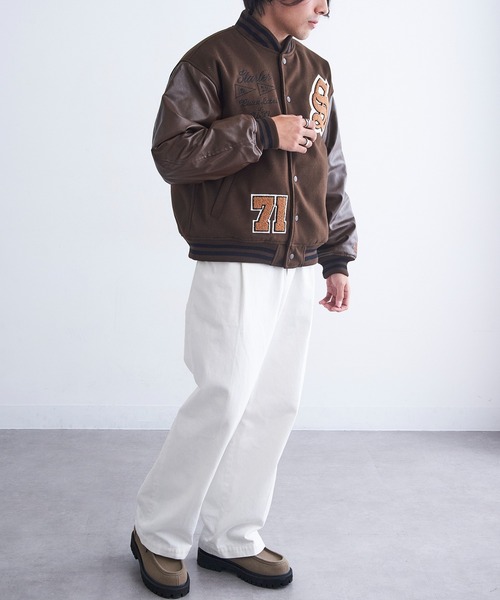 セール】【STARTER】フェイクメルトン袖PU中綿スタジャン ST-ST223