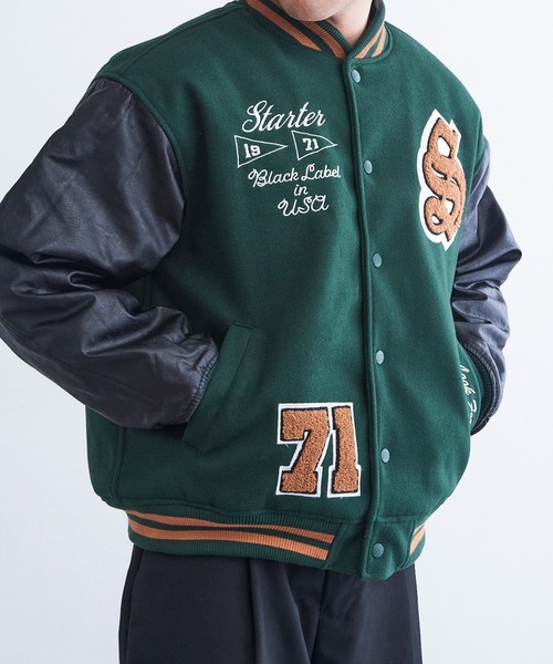 セール】【STARTER】フェイクメルトン袖PU中綿スタジャン ST-ST223