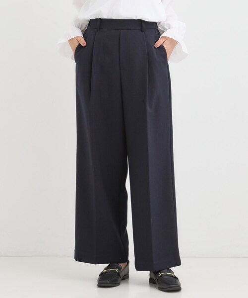 DRESKIP（ドレスキップ）の「【洗濯機可/S-LL/セットアップ可】脚のラインをきれいに魅せる センタープレスワイドパンツ（その他パンツ・レディース・ブラウン系その他/ネイビー/グレー系1・01/02/03/04）」の4枚目の写真