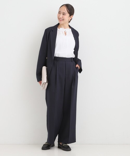 DRESKIP（ドレスキップ）の「【洗濯機可/S-LL/セットアップ可】脚のラインをきれいに魅せる センタープレスワイドパンツ（その他パンツ・レディース・ブラウン系その他/ネイビー/グレー系1・01/02/03/04）」の10枚目の写真