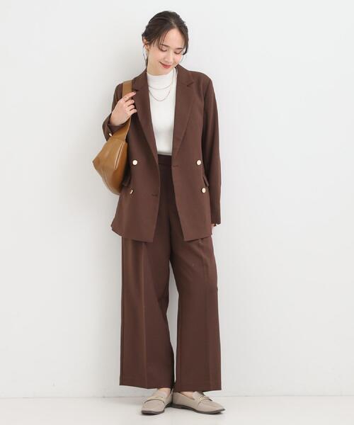 DRESKIP（ドレスキップ）の「【洗濯機可/S-LL/セットアップ可】脚のラインをきれいに魅せる センタープレスワイドパンツ（その他パンツ・レディース・ブラウン系その他/ネイビー/グレー系1・01/02/03/04）」の18枚目の写真