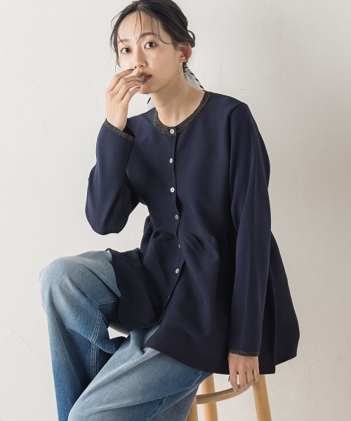 Droite lautreamont(ドロワットロートレアモン)の「ペプラムカーディガンニット≪手洗い可能≫(ニット/セーター・レディース・ライトグレー/ベージュ/ネイビー・M)」の3枚目の写真