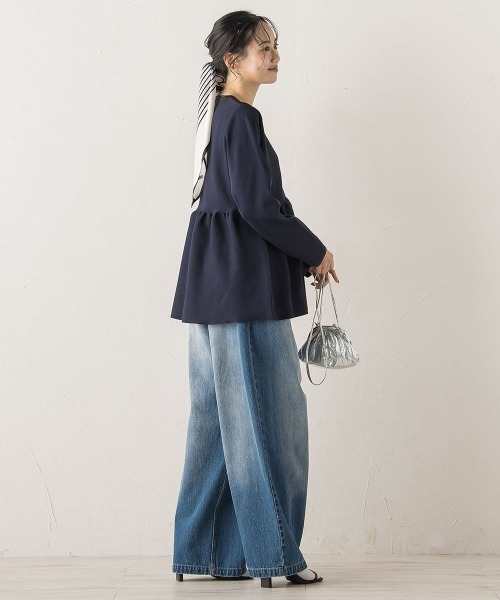 Droite lautreamont(ドロワットロートレアモン)の「ペプラムカーディガンニット≪手洗い可能≫(ニット/セーター・レディース・ライトグレー/ベージュ/ネイビー・M)」の8枚目の写真