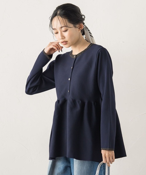 Droite lautreamont(ドロワットロートレアモン)の「ペプラムカーディガンニット≪手洗い可能≫(ニット/セーター・レディース・ライトグレー/ベージュ/ネイビー・M)」の12枚目の写真