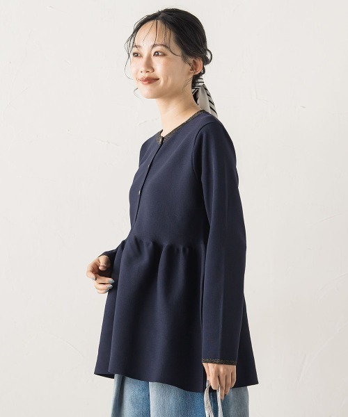 Droite lautreamont(ドロワットロートレアモン)の「ペプラムカーディガンニット≪手洗い可能≫(ニット/セーター・レディース・ライトグレー/ベージュ/ネイビー・M)」の13枚目の写真