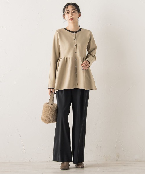 Droite lautreamont(ドロワットロートレアモン)の「ペプラムカーディガンニット≪手洗い可能≫(ニット/セーター・レディース・ライトグレー/ベージュ/ネイビー・M)」の9枚目の写真