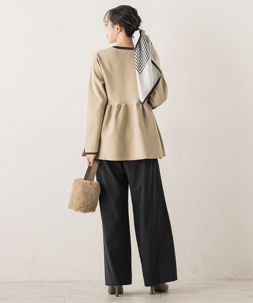 Droite lautreamont(ドロワットロートレアモン)の「ペプラムカーディガンニット≪手洗い可能≫(ニット/セーター・レディース・ライトグレー/ベージュ/ネイビー・M)」の11枚目の写真