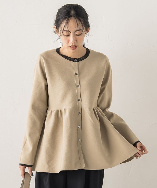 Droite lautreamont(ドロワットロートレアモン)の「ペプラムカーディガンニット≪手洗い可能≫(ニット/セーター・レディース・ライトグレー/ベージュ/ネイビー・M)」の18枚目の写真