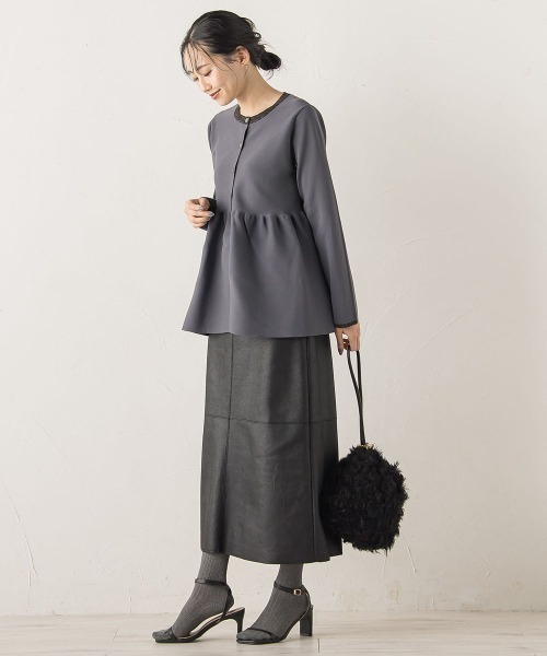 Droite lautreamont(ドロワットロートレアモン)の「ペプラムカーディガンニット≪手洗い可能≫(ニット/セーター・レディース・ライトグレー/ベージュ/ネイビー・M)」の16枚目の写真