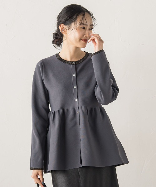 Droite lautreamont(ドロワットロートレアモン)の「ペプラムカーディガンニット≪手洗い可能≫(ニット/セーター・レディース・ライトグレー/ベージュ/ネイビー・M)」の21枚目の写真