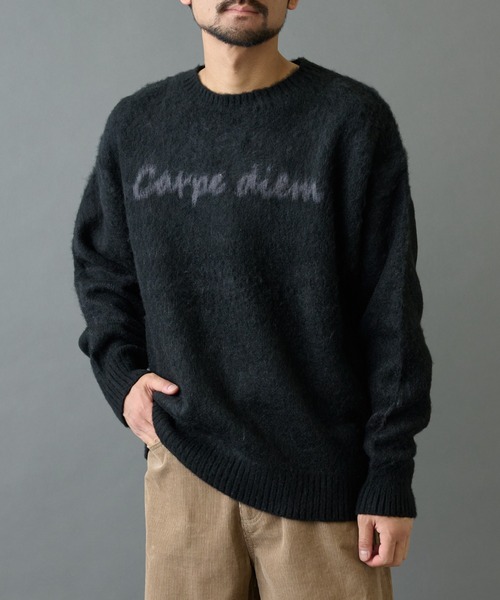 セール】モヘアライクハンドライティングニット（ニット/セーター