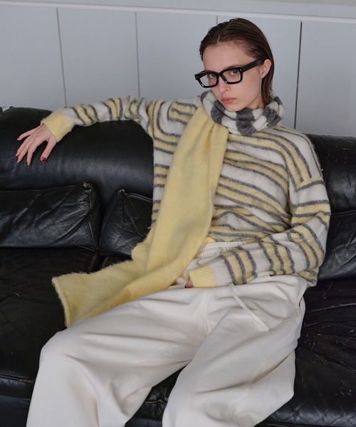ブラッシュドモヘアストライプトプルオーバー / Brushed Mohair Striped Pullover