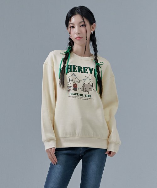 CHASECULT(チェイスカルト)の「共用ブークル前面キャラクター裏起毛マンツーマンTシャツ-CFRU5124D05(スウェット・メンズ・オートミール・90/100/95/105)」の3枚目の写真