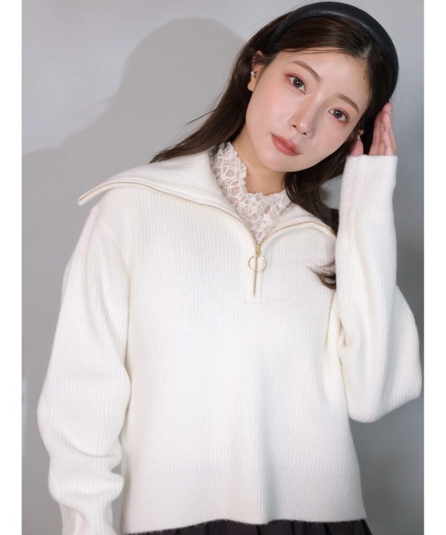 セール】ビッグカラーハーフZIPニット（ニット/セーター