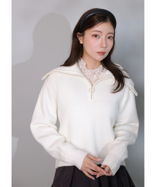 セール】ビッグカラーハーフZIPニット（ニット/セーター