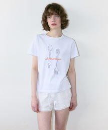 SINOON（シヌーン）の「Spoon & Fork T-Shirt (White)（Tシャツ/カットソー）」