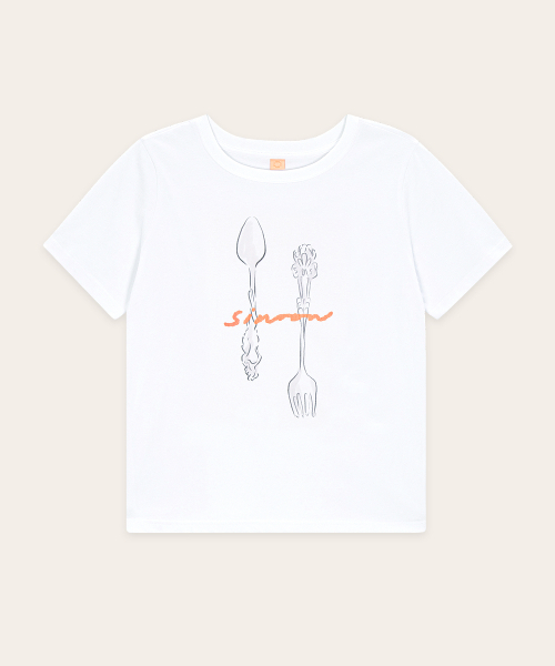 SINOON(シヌーン)の「Spoon & Fork T-Shirt (White)(Tシャツ/カットソー・レディース・ホワイト・FREE)」の4枚目の写真