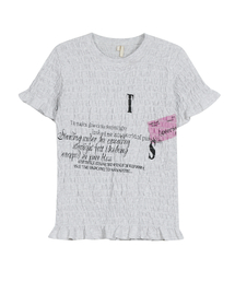 Smocked Graphic Top [Gray]