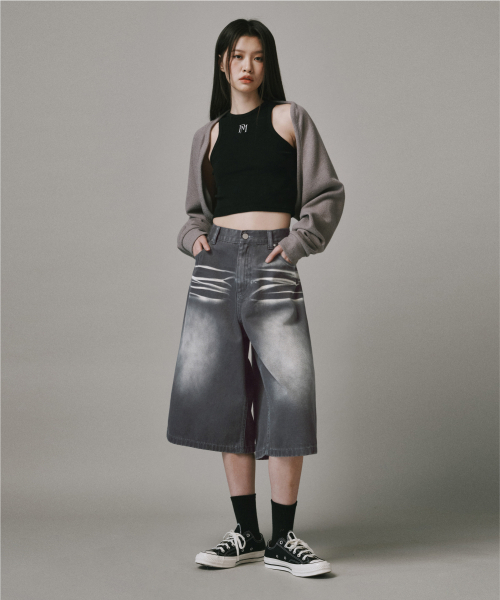 Verdnt（バーダント）の「スプレードミンゴウォッシングデニムショートパンツ[グレー]（その他パンツ・レディース・グレー・SMALL/MEDIUM/LARGE/X-LARGE）」の7枚目の写真