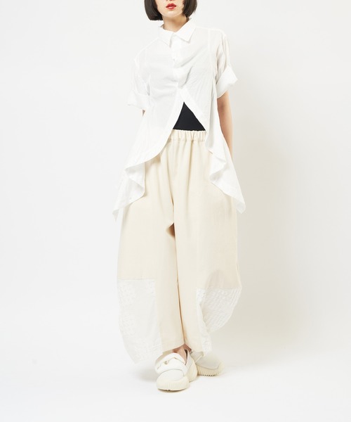 gomme（ゴム）の「ガーゼフリルブラウス（シャツ/ブラウス・レディース・ブラック/ホワイト・MEDIUM）」の3枚目の写真