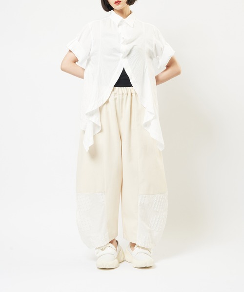 gomme（ゴム）の「ガーゼフリルブラウス（シャツ/ブラウス・レディース・ブラック/ホワイト・MEDIUM）」の4枚目の写真