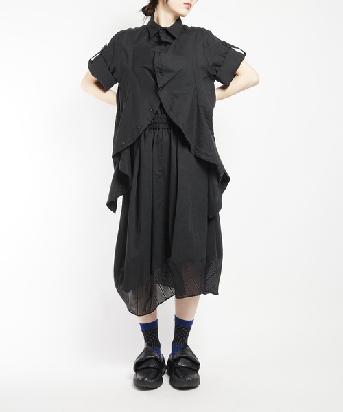 gomme（ゴム）の「ガーゼフリルブラウス（シャツ/ブラウス・レディース・ブラック/ホワイト・MEDIUM）」の6枚目の写真