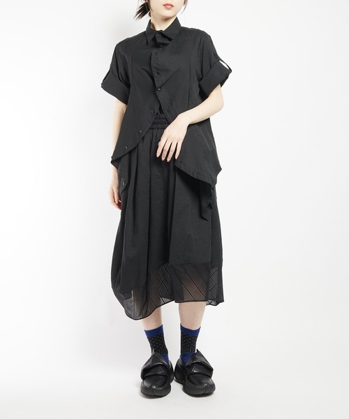 gomme（ゴム）の「ガーゼフリルブラウス（シャツ/ブラウス・レディース・ブラック/ホワイト・MEDIUM）」の7枚目の写真