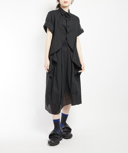 gomme（ゴム）の「ガーゼフリルブラウス（シャツ/ブラウス・レディース・ブラック/ホワイト・MEDIUM）」の8枚目の写真