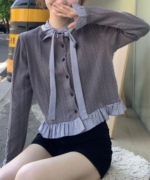 新品未使用　hue day to evening メッシュ　パールカーディガン 在庫 処分レディース - ヒューデイトゥイブニング hue DAY TO EVENING