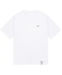 [UNISEX-24]スモールホワイトクラウドスマイル半袖Tシャツ_ホワイト
